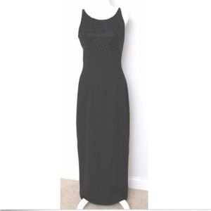 Hannah Lynn Black Beaded Long Formal Dress Large